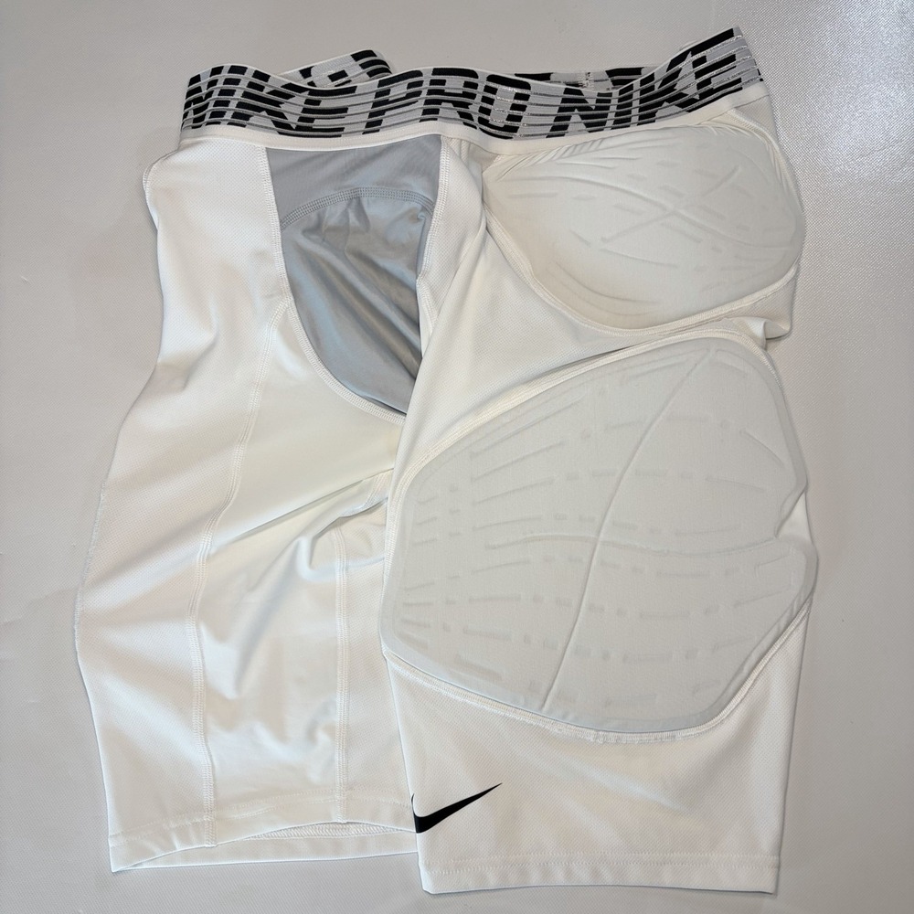 Nike Pro Padded Compression Shorts 3XL White Football Base Layer Adult Mens - Picture 4 of 6